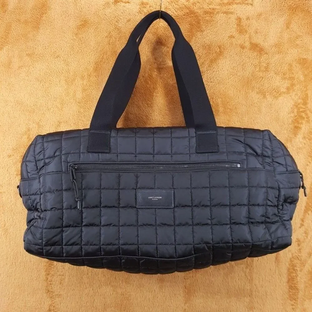SAINT LAUREN Mens Black Nuxx Quilted Duffle Bag Shoulder Strap $2490